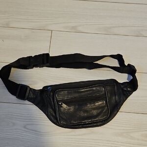 Vintage Hugo Boss Black genuine real Leather Fanny Pack Men's Women's